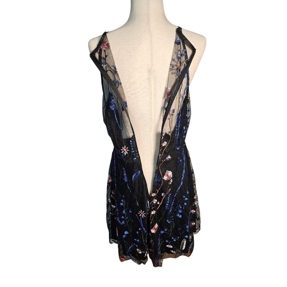 Floral Embroidered Black Dress By My Michelle. Black Fully Embroidered - Picture 5 of 14